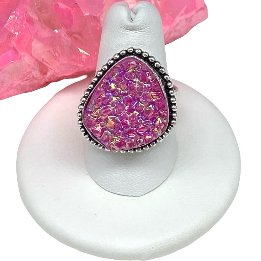 Pink Druzy Ring